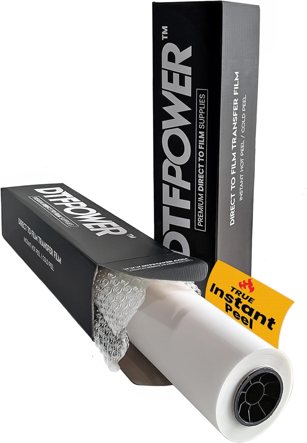 Instant Hot Peel/Cold Peel Direct To Film (DTF) Transfer Paper, Double Sided Anti-Static, Clear Pretreat Sheets, PET Heat Transfer Paper for DTF Printers 13 Inch x 328 Feet Roll