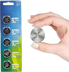 Bateria de Botão Lítio Cartela 5 Unidades CR2032 3V 220mAh Lithium Tipo Moeda Para Relógio, Calculadora, Controle Remoto, Brinquedo, Lanternas, Câmera de Segurança, Placa Mãe e Eletrônicos (KP-BT2032)