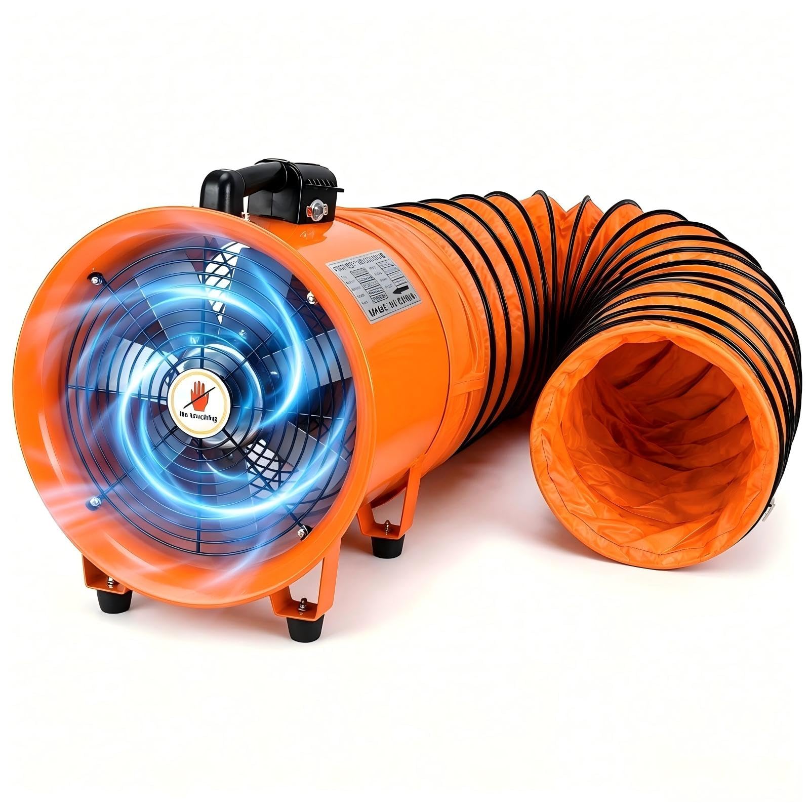 serebrant 12" Portable Dust Extractor Fan, 5m Thickened PVC Duct Hose, 550W 100% Pure Copper Motor, Industrial Fume Extractor Ventilation for Workshop, Garage & Job Site,Cyclone Dust Collector