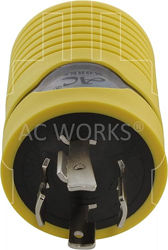 Miniatura 4 de AC WORKS Generador a adaptador RV de 30 amperios (L14-20 20A 4 clavijas de bloqueo compacto) Amarillo