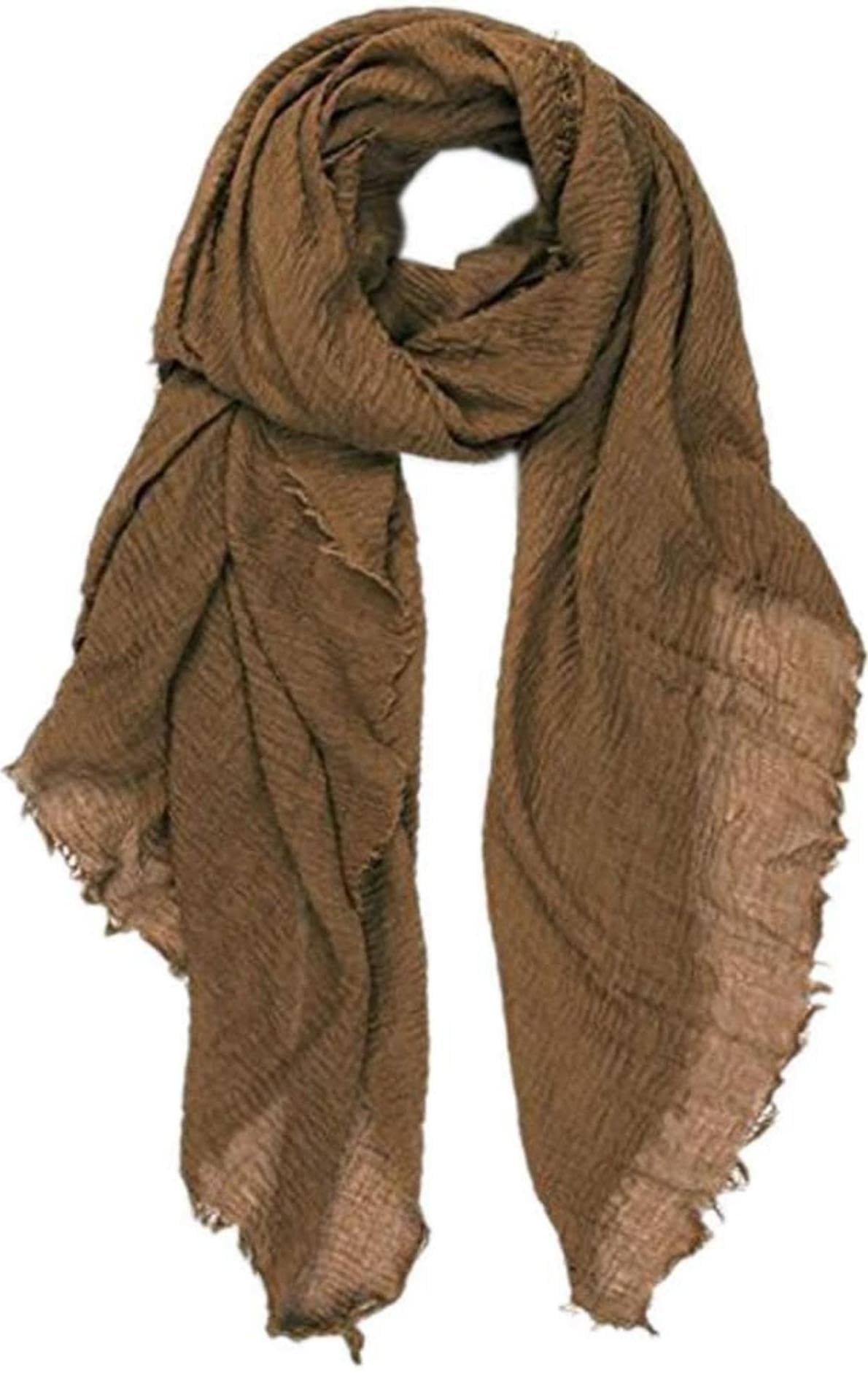 Cotton Blend Crinkle Vintage Soft Scarf with Fringed Edges,linen scarf,shawl,travel