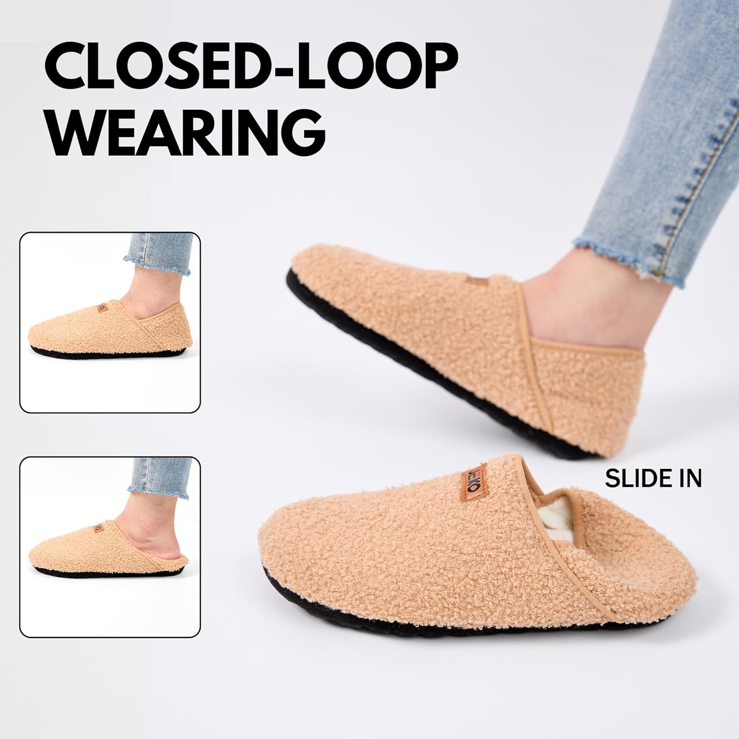 UUBARIS House Slippers for Men Women Furry Slip On Sock Shoes For Traval Indoor Yoga With Thickened Sole - Image 3