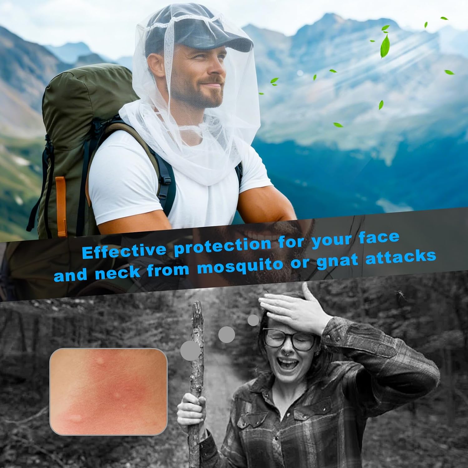 TUPI 2 Pack Mosquito Head Net Mesh, Fits All Hats for Men & Women,White image 3