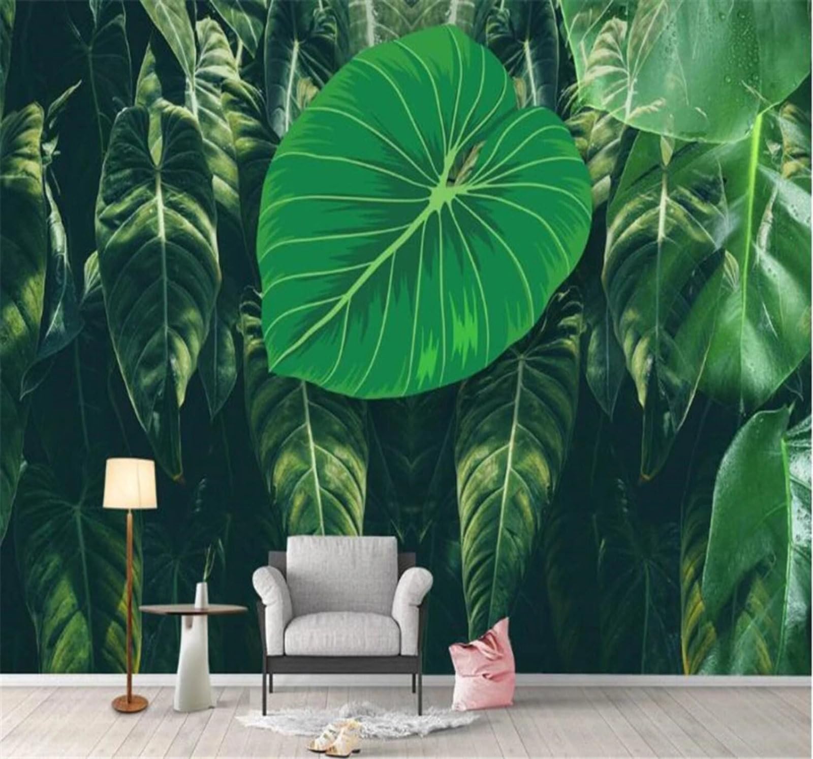 Wallpaper-3D-Xlm 400Cm×280Cm(B×H) Minimalist Three Dimensional Fresh And Airy Green Turtleback Leaf 3D Wallpaper Easy Install Feature Office Living Room Sofa Bedroom Tv Background Wall Decoration-400Cm×280Cm