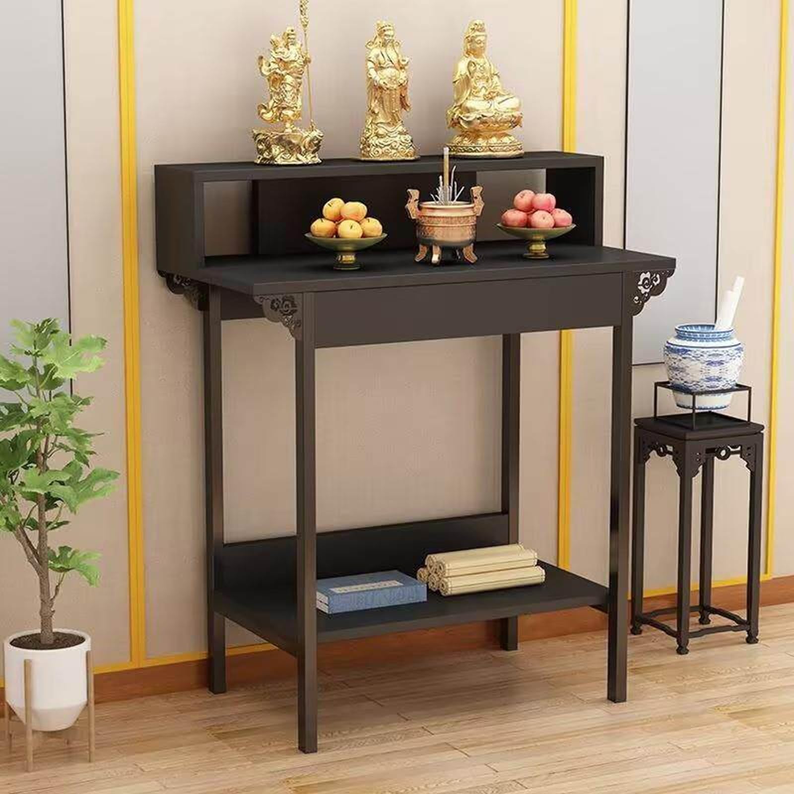 Meuble d'Autel en Bois Compact 100x50cm pour Ranger et Organiser Vos Objets Zen