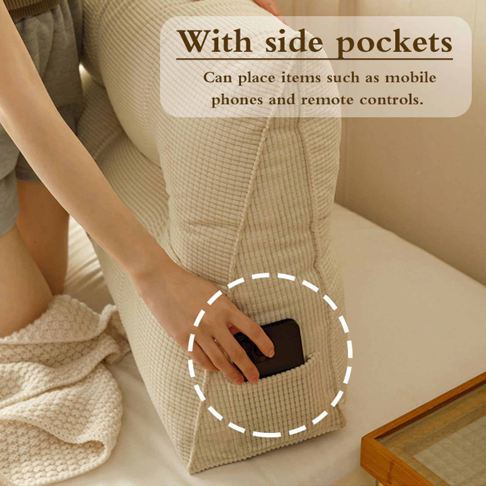 Almohada de cuña para cabecero de cama, cojín de apoyo lumbar, suave, lavable, para cama, sofá, reposapiés, lectura, posicionamiento, funda extraíble, multicolor