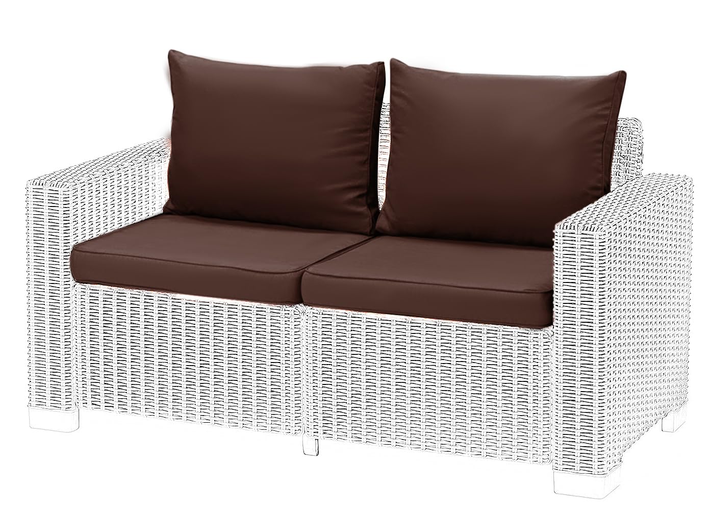 1,2 or 3 Seater Replacement Seat Cushion Pads for Keter Allibert California Rattan Outdoor Furniture | Water Resistant Rattan Patio Set Sofa Cushions Pads (Brown, 2 Seater) โ image 1