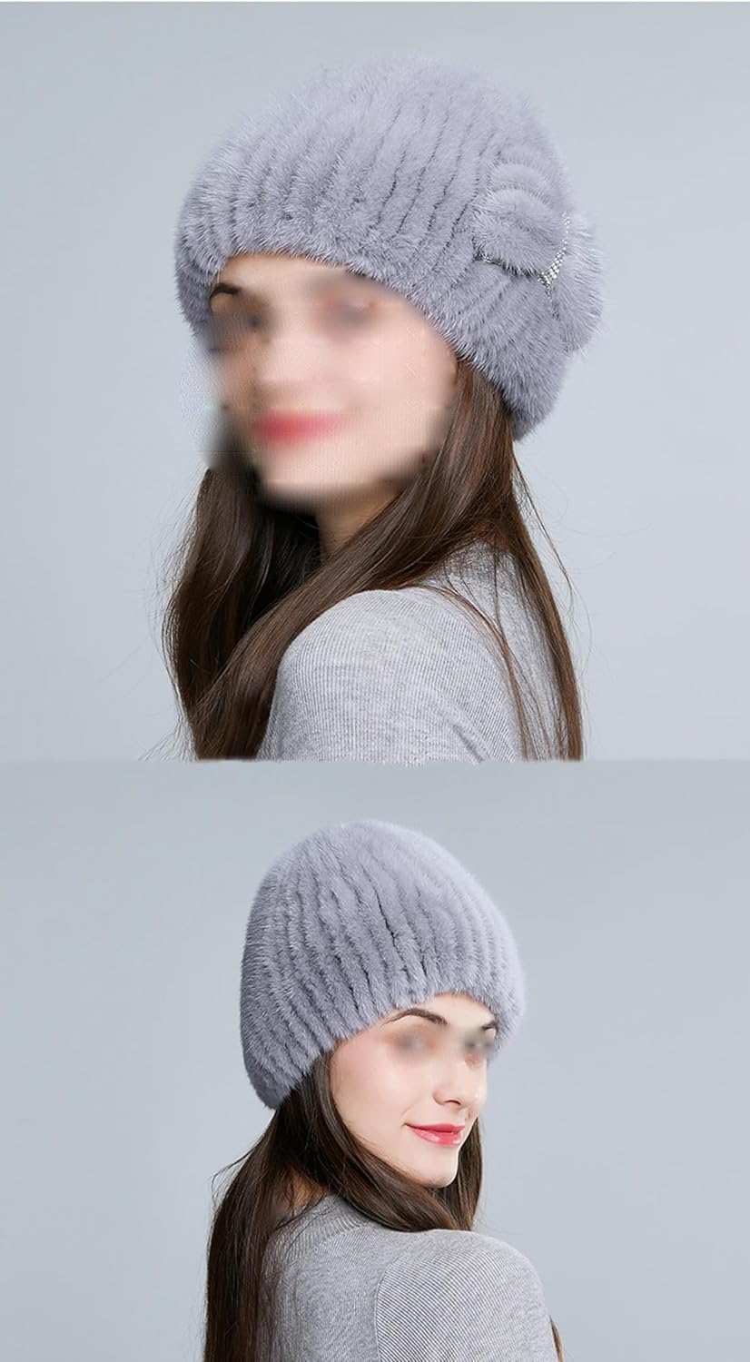 Winter Warm Furry Russian Cossack Knit Beanie Hat for Women Classic Bowknot Thick Thermal Cold Weather Hat Ski Skull Cap