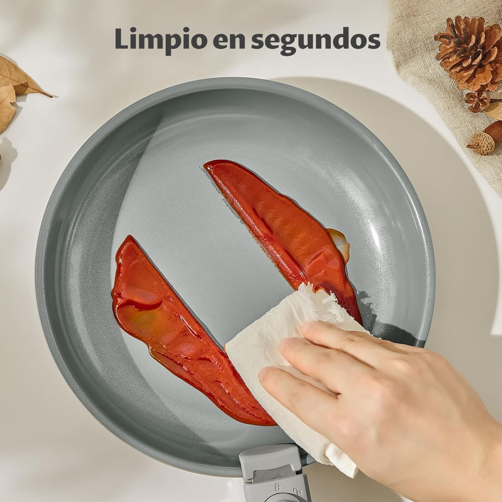 BLAZANT Juego de Sartenes de Cerámica 7 Piezas con Mango Extraíble | Sartenes 20/24/28 cm para Cocinas Pequeñas, Camping y Caravana | Apilables, Inducción, Horno hasta 240°C, Sin PFAS