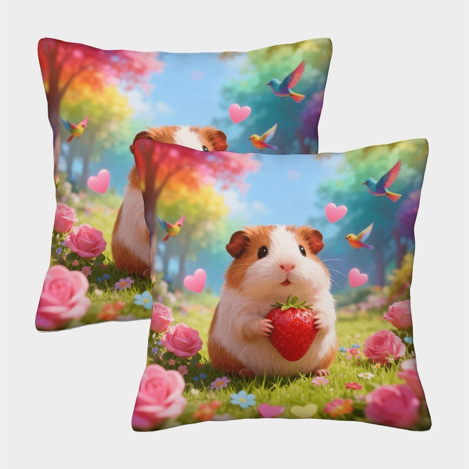 EMYXPAQM Guinea Pig Cushion Cover Set of 2, Premium Polyester Throw Pillow Covers with Hidden Zipper, Premium Decorative Throw Pillow Cases, for Couch Livingroom Sofa Bed 45x45cm