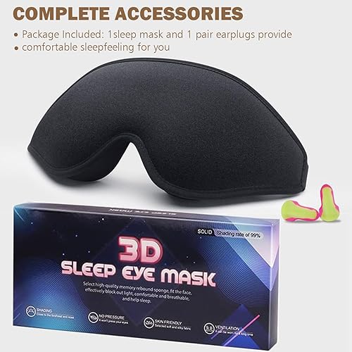 Miniatura 6 de Máscara de ojos para dormir para hombres y mujeres, máscaras 3D para dormir de lado, bloqueo de luz para dormir, cubierta de ojos refrescante con