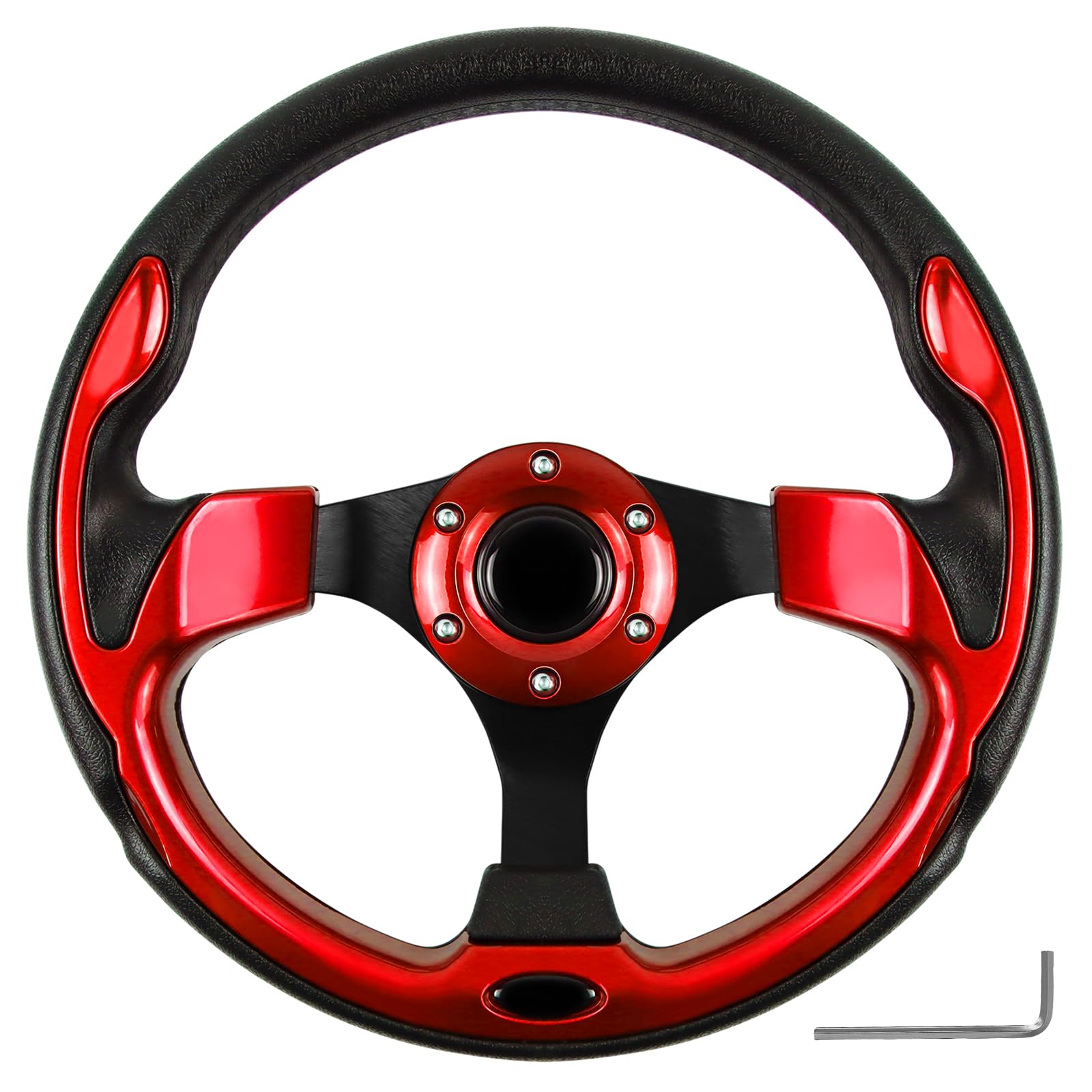 QYMOPAY Golf Cart Steering Wheel, Skid Steering Wheel, Universal Golf Cart for Club Car EZGO RXV and TXT, Yamaha, Precedent Tempo, DS (Golf Cart Steering Wheel L)