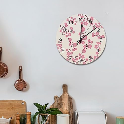 Miniatura 10 de Reloj de pared con diseño de flor de lavanda de 10 pulgadas, funciona con pilas, reloj de pared vintage de madera de granja, reloj de pared grande