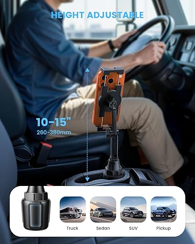 Miniatura 4 de Lamicall - Soporte para tablet para portavasos de automóvil - Lamicall 15 pulgadas de altura ajustable ultra estable soportes de automóvil