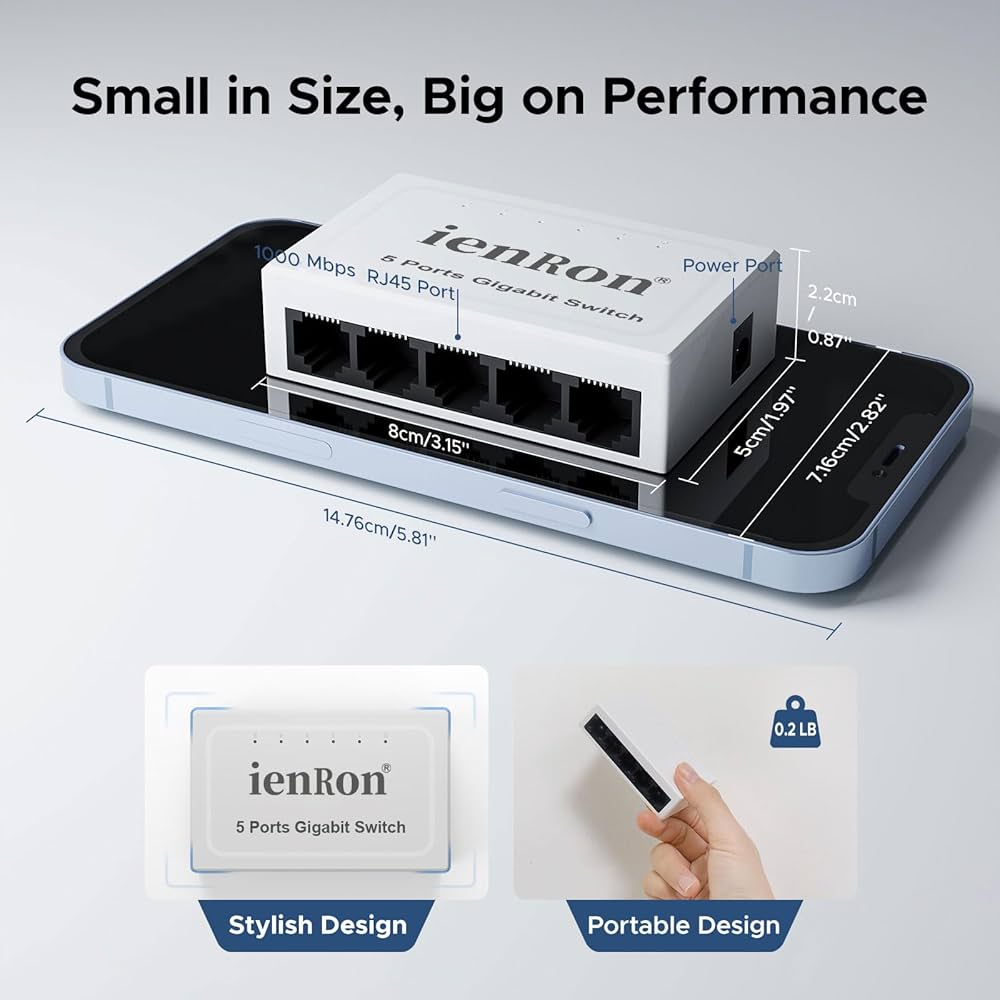 【新品】Unl【switch】 Amazon.com: ienRon 5 Port Gigabit Ethernet Switch, Mini