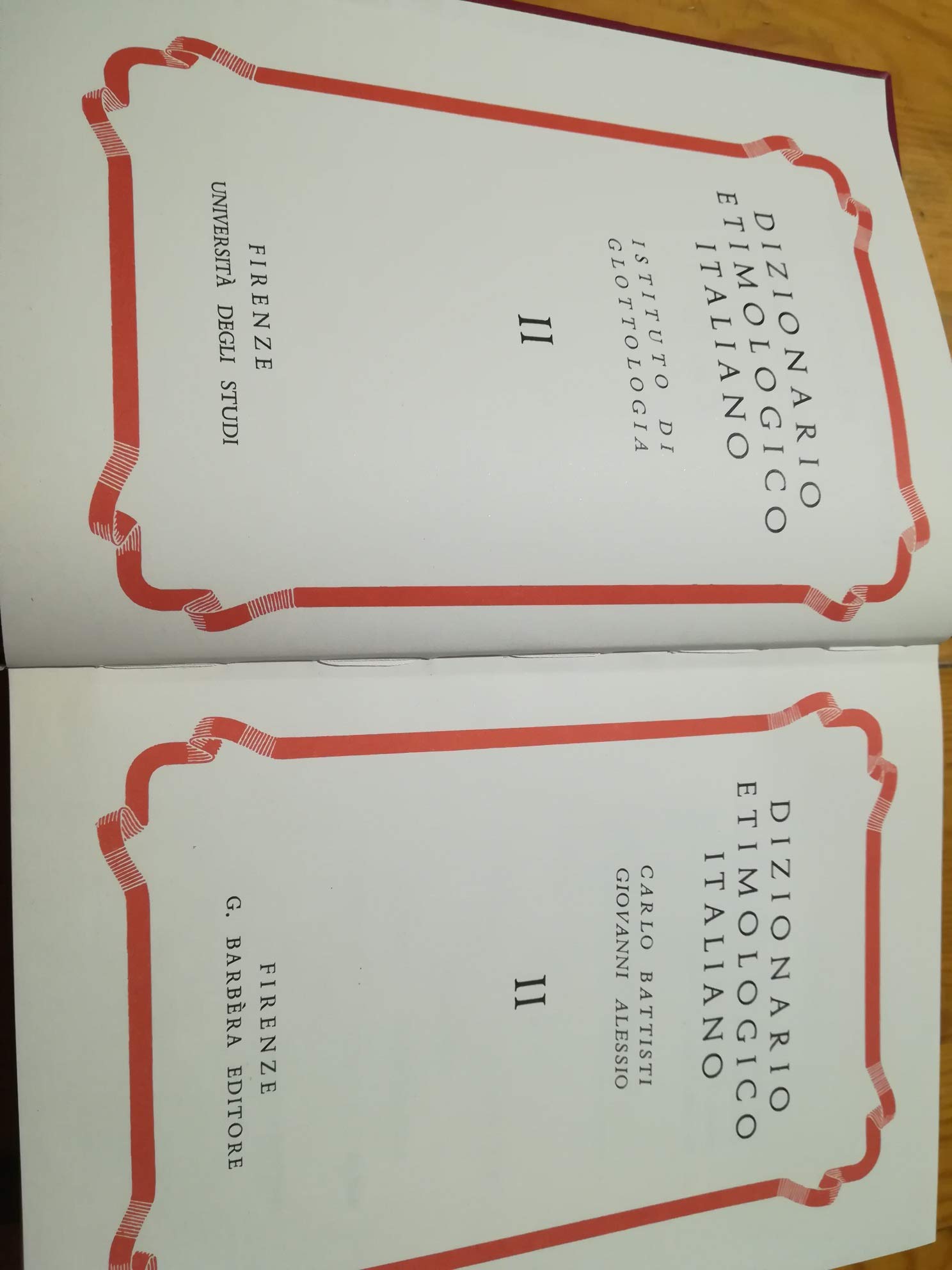 Dizionario etimologico italiano Volume primo: A-Ca - Volume secondo: Ca-Fa - Volume terzo: Fa-Me - Volume quarto: Me-Ra - Volume quinto: Ra-Zu (volumi stampati fra il 1950 ed il 1957)