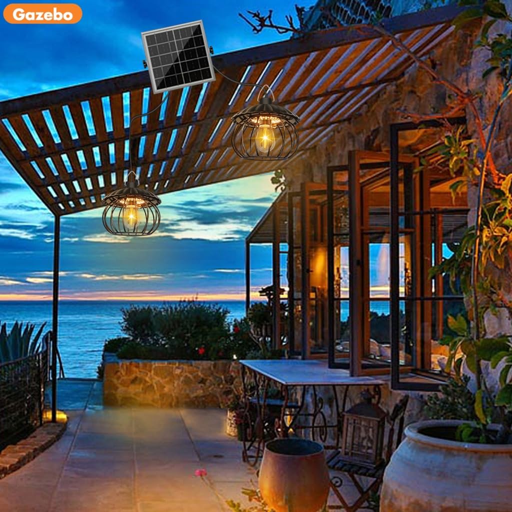 Lampada solare a sospensione con pannello separato per ingresso anteriore e casa