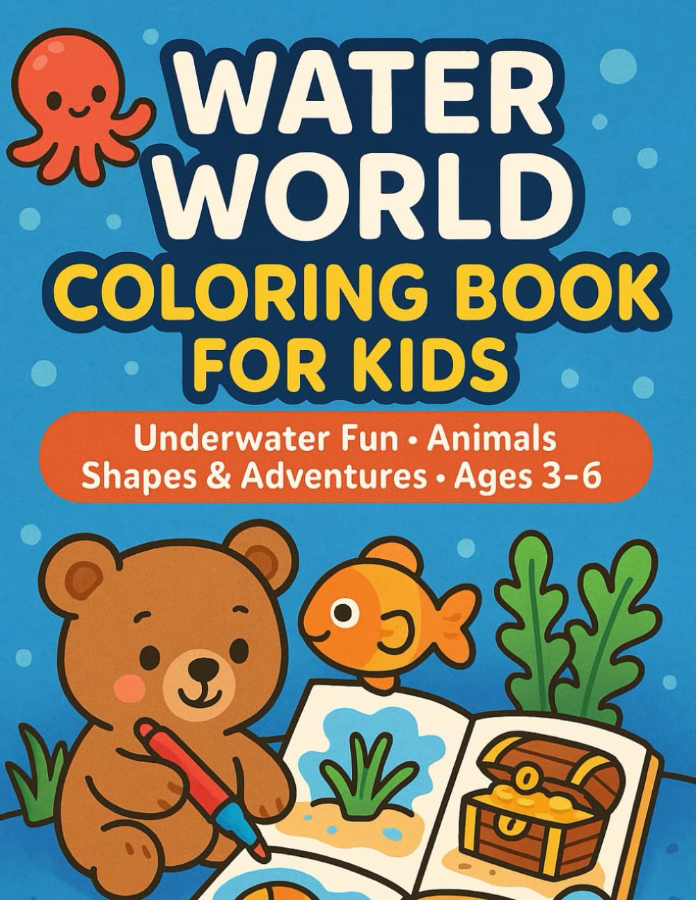 Water World Coloring book for kids: Ocean Friends, Pirate Treasures & Sea Creatures – Fun Activity Book for Ages 3–6
