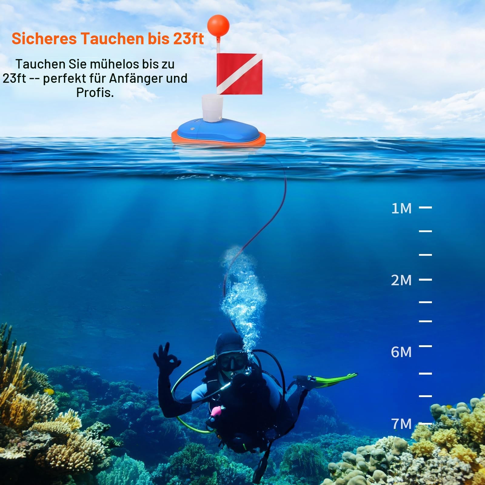 Akku-betriebenes Tauchsystem, Wiederaufladbarer Tauchventilator ohne Flasche mit Schlauch & Atemregler, Unterwasser-Atemgerät, Flaschenloses Tauchsystem mit 45 Min / 3,5 h / 5,5 h Laufzeit