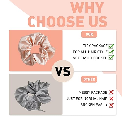 Miniatura 5 de Cutebe Paquete de 8 bandas elásticas de seda para mujer, bandas elásticas de satén suave para el cabello, bandas elásticas para el cabello, bandas