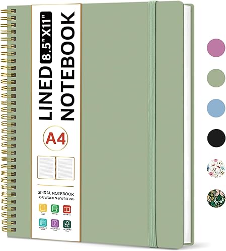 Vista 16 de Taja Cuaderno de puntos en espiral, cuadernos de 8.5 x 11 pulgadas para trabajo, diario grande A4 para mujeres y hombres, diario punteado, cuaderno