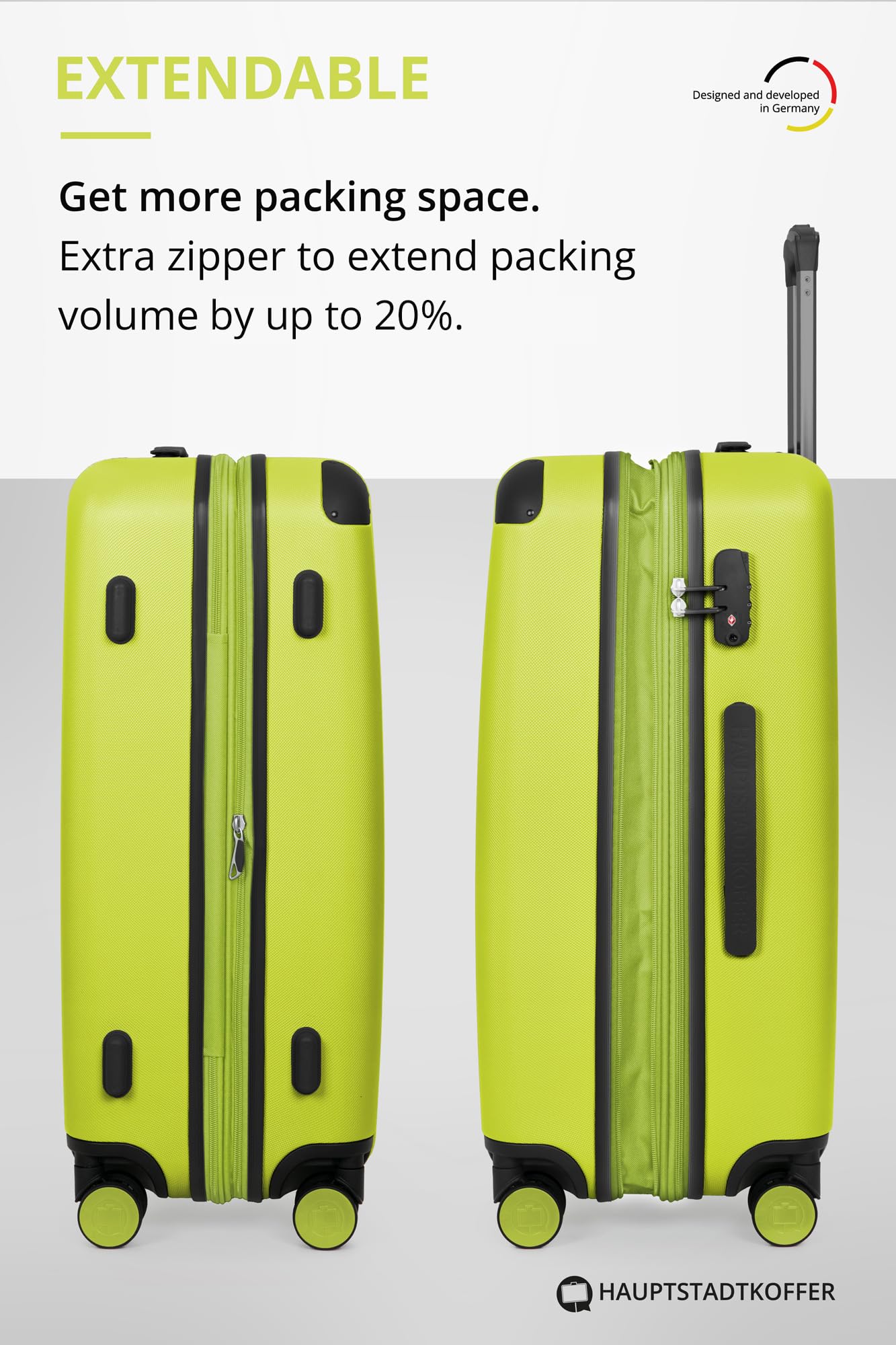 HAUPTSTADTKOFFER - Spree - Maleta rígida, Trolley expandible, Equipaje de Viaje, 4 Ruedas Dobles, TSA, 65 cm, 74 litros, Champán — view 24