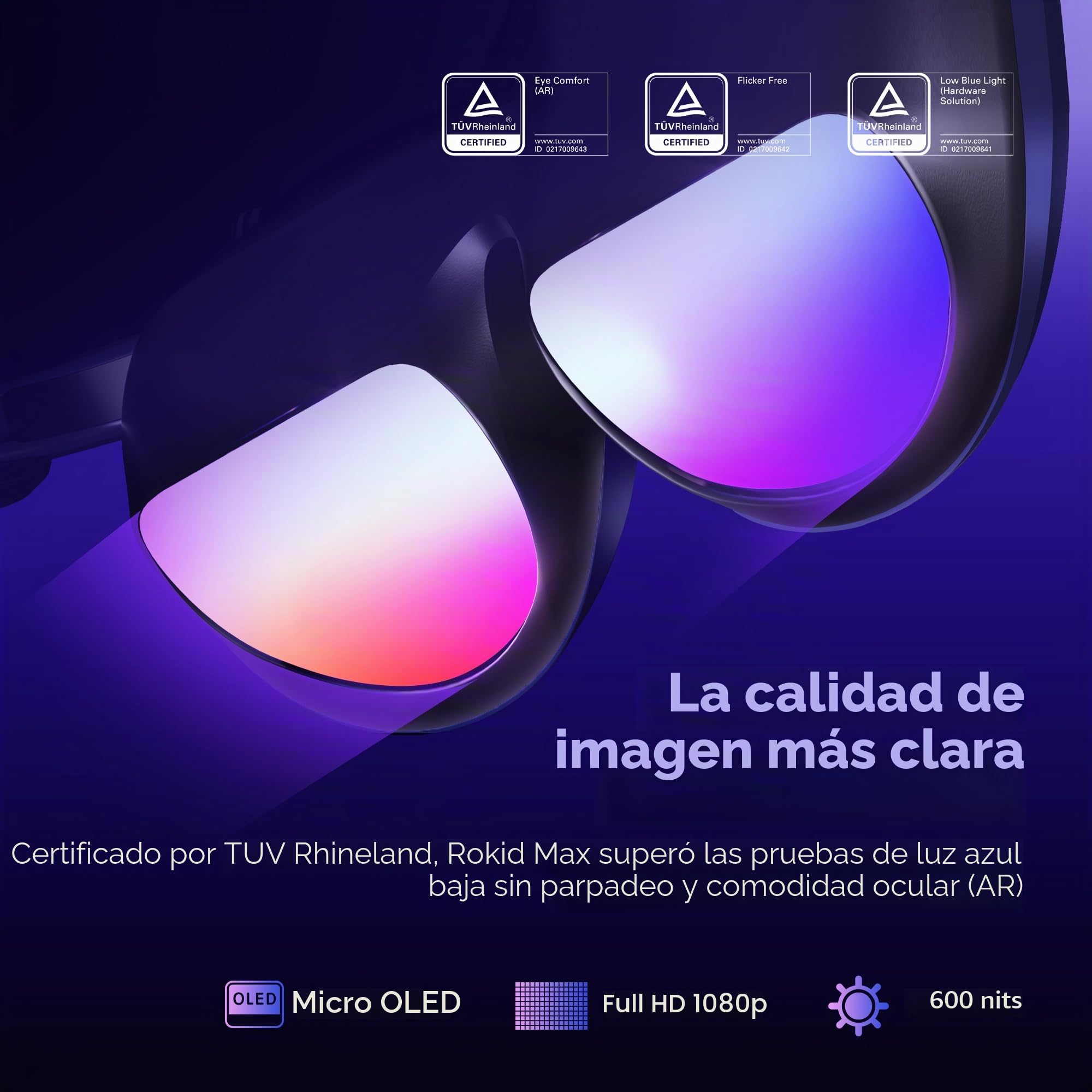 Rokid Joy Max - Gafas de realidad aumentada con estación, Micro-OLED 360 pulgadas, Virtual Theatre, 50° de campo de visión, luminancia de 600 nits, compatible con HDCP, gran combinación