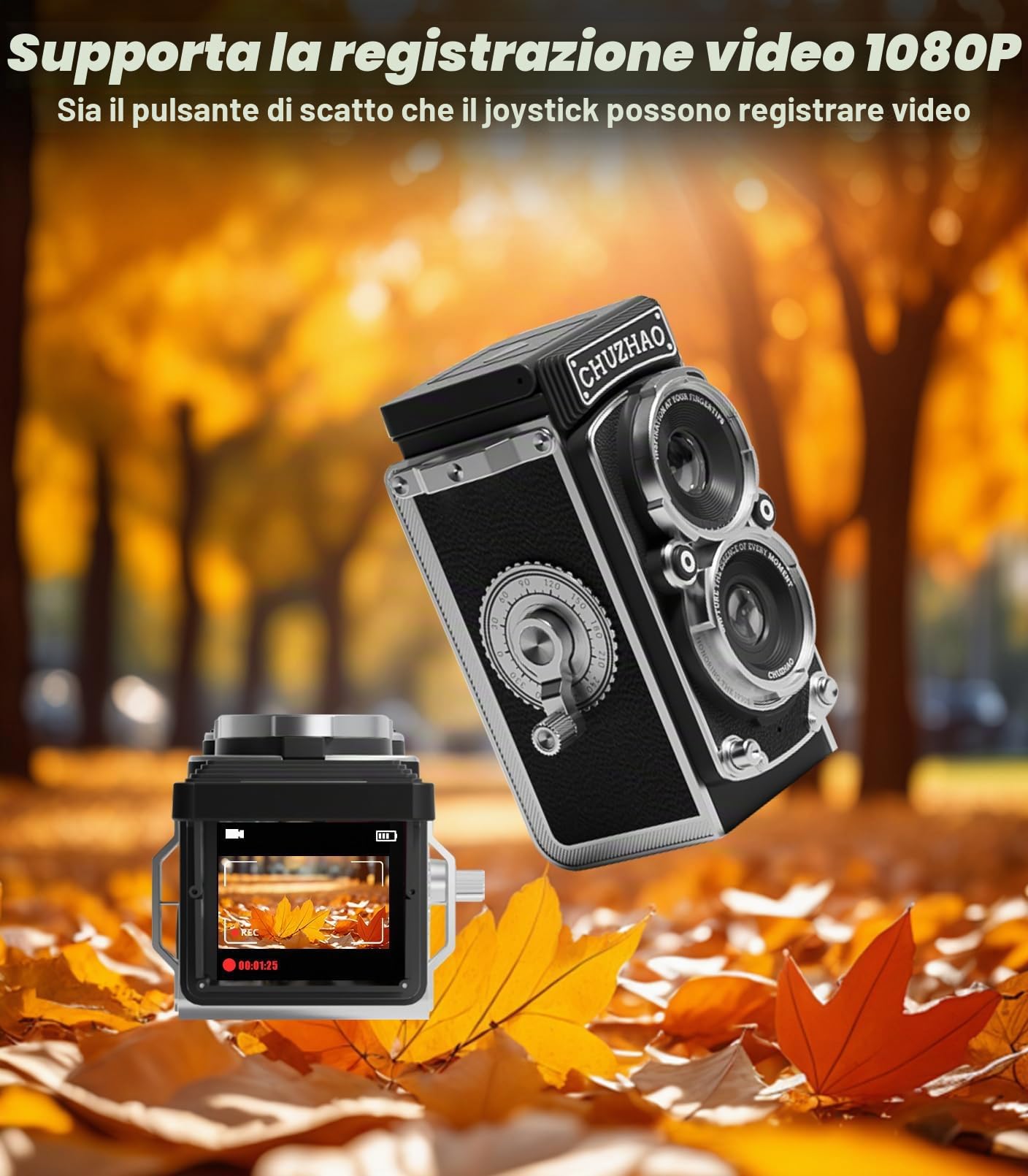 Mini fotocamera digitale retrò, 1080P Full HD, messa a fuoco automatica da 12 megapixel, fotocamera digitale Point and Shoot con scheda di memoria da 16 GB, compatta e squisita per principianti,