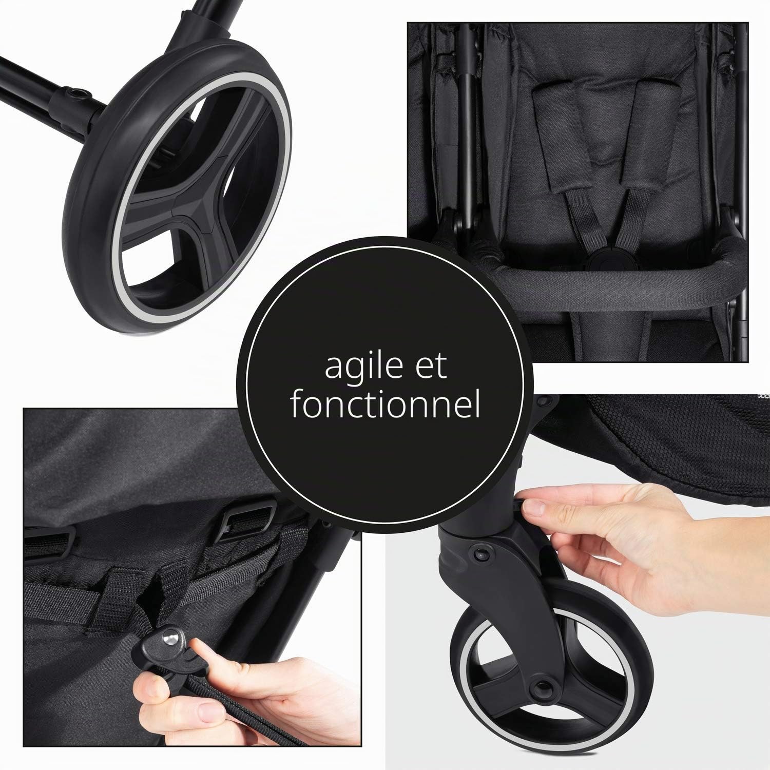 hauck Poussette Double Swift X Duo – pour Jumeaux ou Enfants d’Âges Rapprochés dès Naissance jusqu’à 3 Ans (15 kg chacun) – Panier XL, Pliable d’une Seule Main, Dossiers Inclinables, Noir