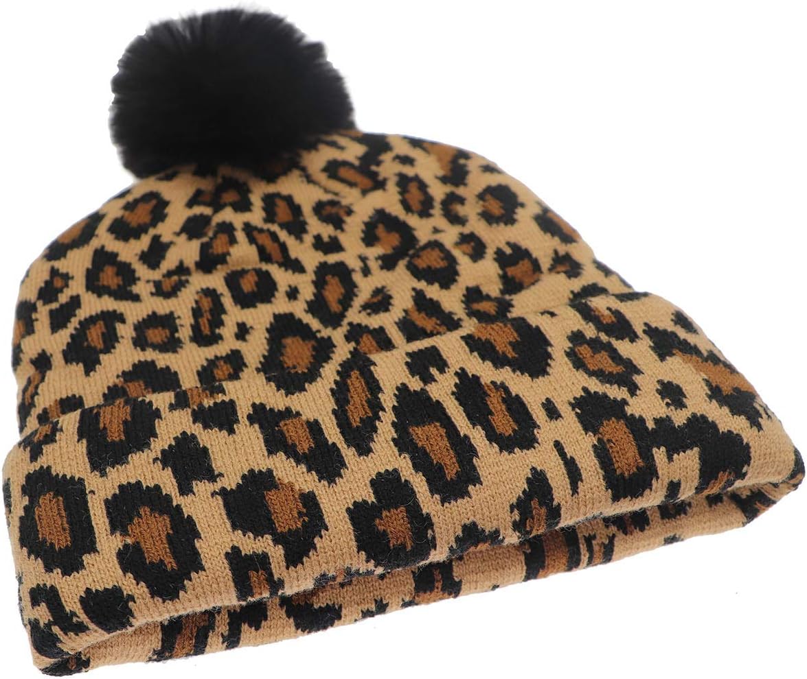Newfancy Women Men Winter Hats Leopard Print Cuffed Beanie Double Layers Thick Knitted Soft Warm Slouchy Skull Ski Cap - Image 3