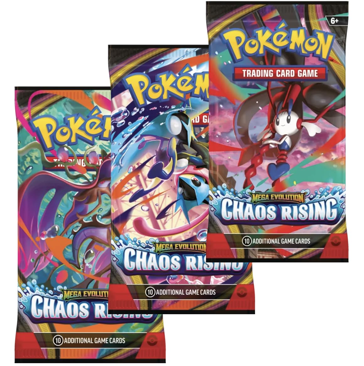 Pokémon TCG: Chaos Rising Booster Packs x3 | Pokemon Chaos Rising ME04 | Pokemon Mega Evolution Series | Perfect for Fans of Chaos Rising Booster Box | Titan Authenticated