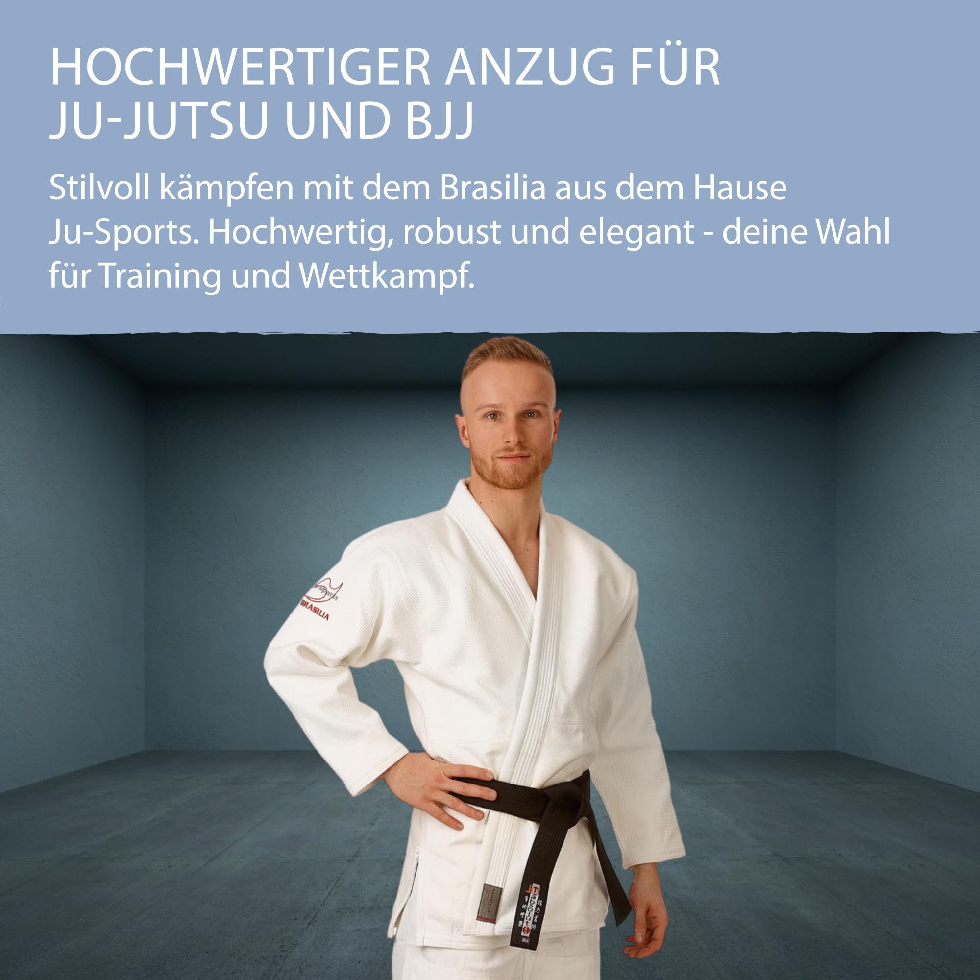 Ju-Sports Ju-Jutsu Anzug Brasilia Weiß I Moderner Jujutsu Anzug für Erwachsene I BJJ Gi Herren fürs Training I Doppelt verstärkter Brust- & Schulterbereich I 100% Baumwolle