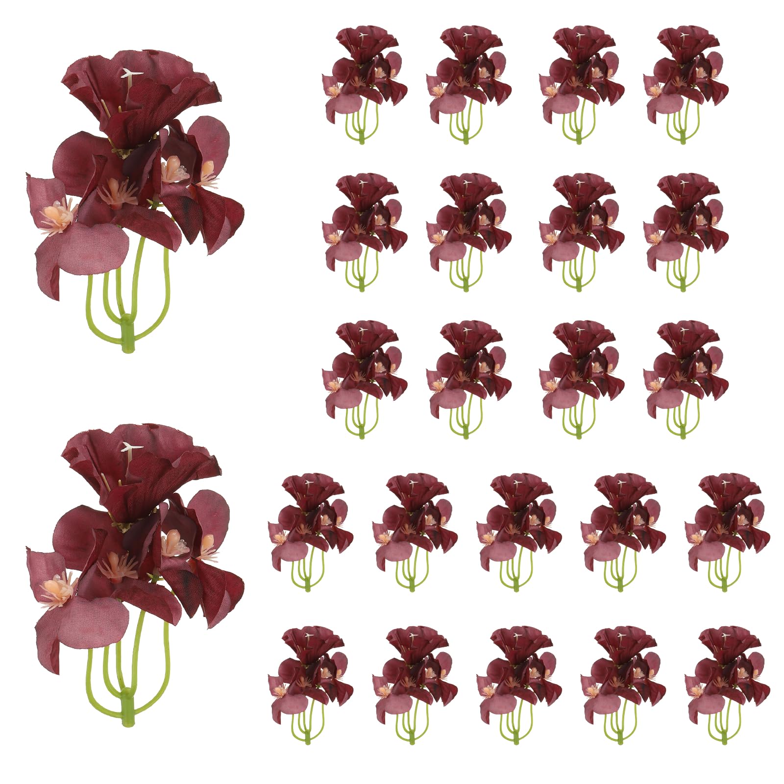 Fleur d'orchidée artificielle pour bougie flottante, remplisseur de vase de fête rouge vin
