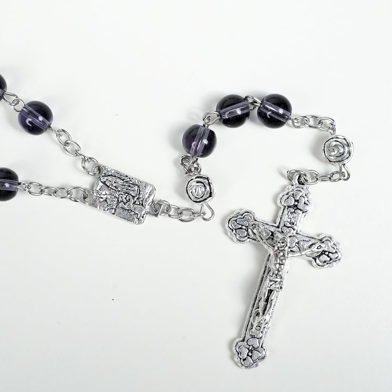 Rosary Beads Catholic for Woman - Purple Crystal Glass Rosary Beads, Catholic Gifts