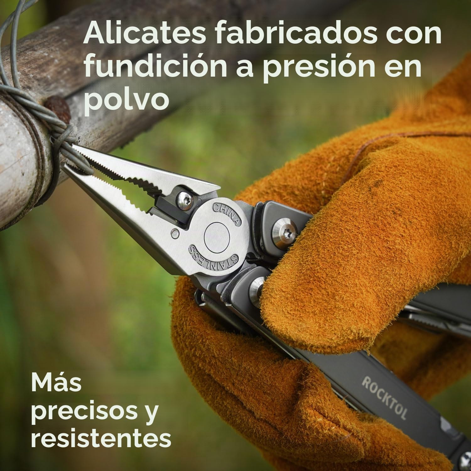 ROCKTOL Alicates multiherramienta, cuchillo de bolsillo multiherramienta EDC VG10, multiherramienta 27 en 1 con mango chapado en titanio, destornillador de precisión, buen gancho para caza, mochilero