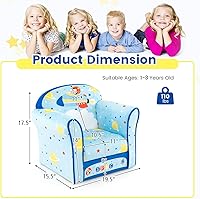 Vista 12 de Costzon Flyman - Sofá para niños, sillón con reposabrazos con patrón, muebles para niños pequeños con construcción de madera resistente, preescolar