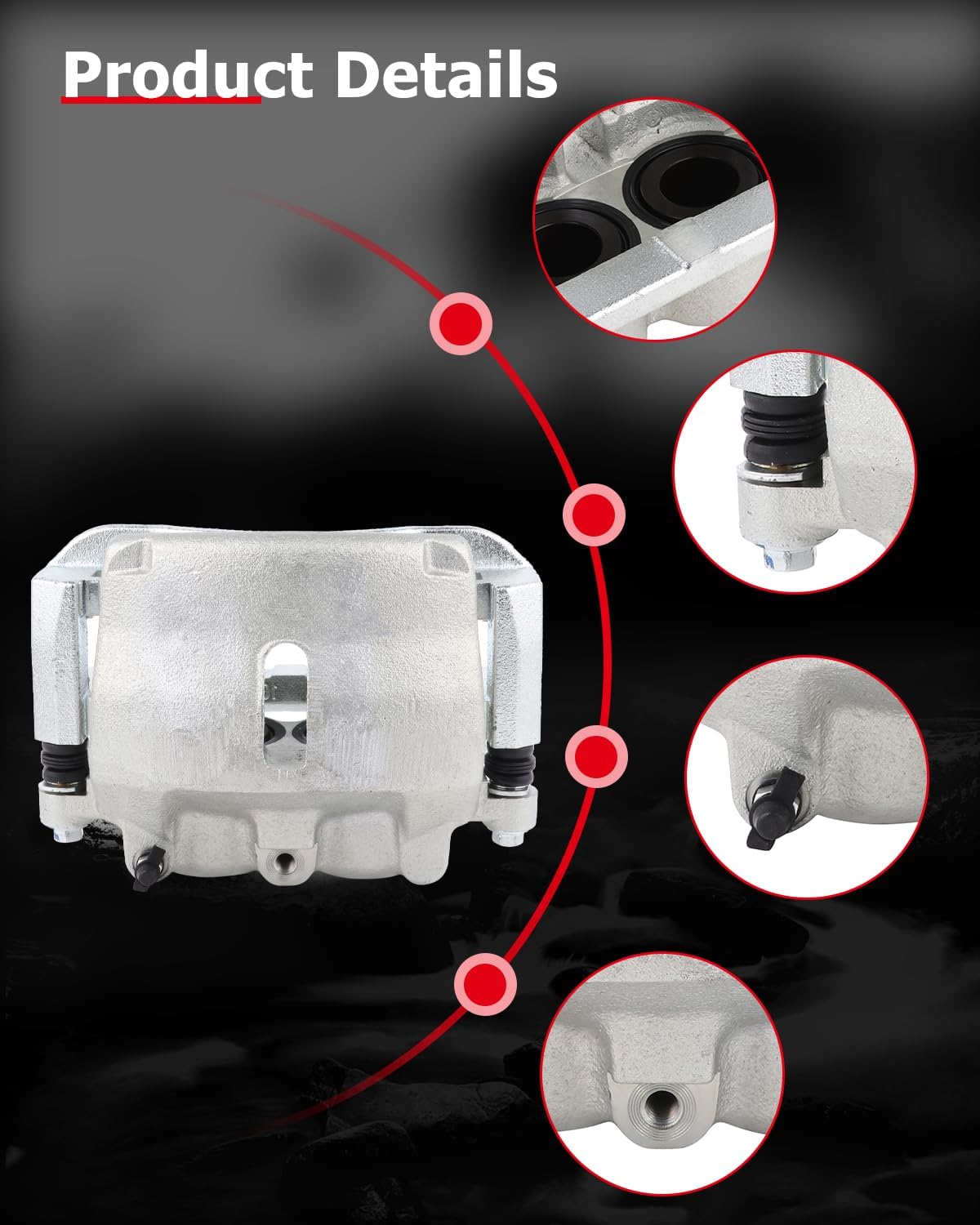 cciyu Front Left Brake Caliper w/Bracket 18-B4975 For Ford For F-150 2005-2008,For Ford For Lobo 2005-2008,For Lincoln For Mark LT 2006-2008