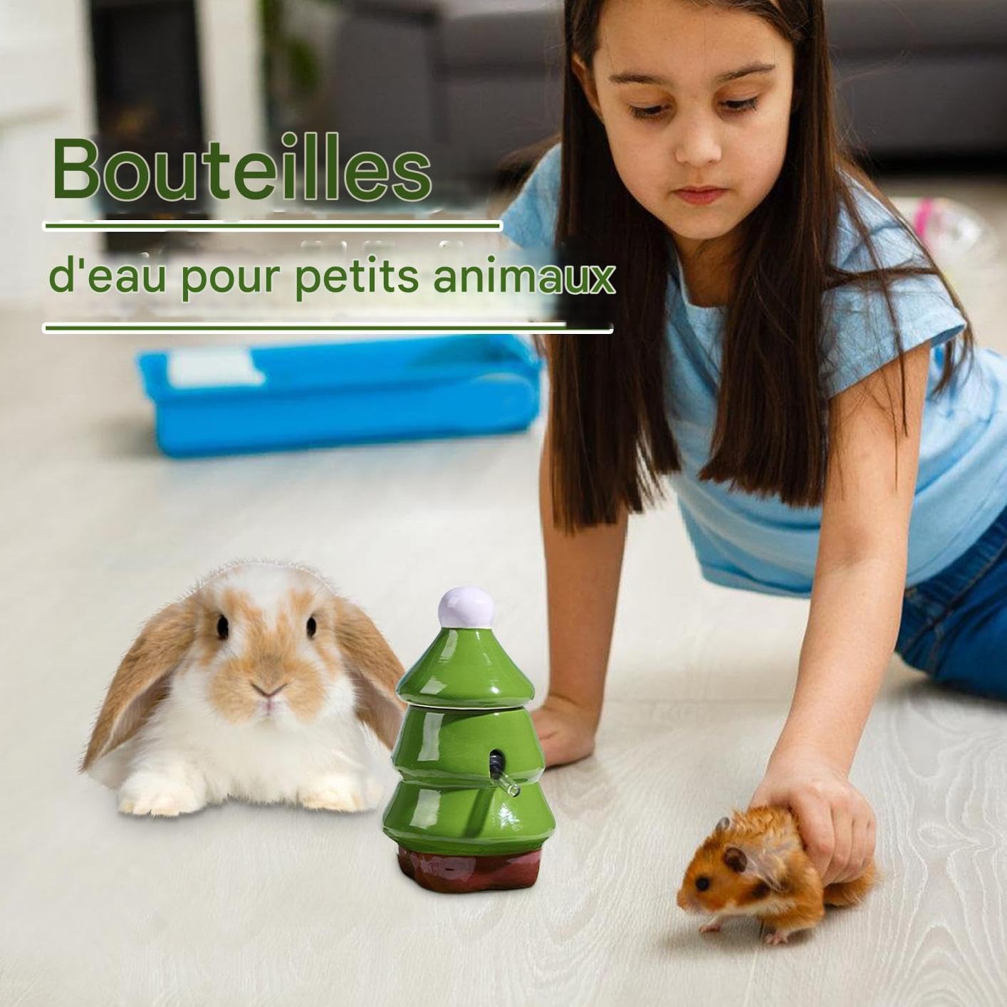 Botella de agua para Gerbille, Biberón de agua con soporte, 60 ml a prueba | de fugas para animales pequeños en el interior, sala de estar, dormitorio dorm balcón