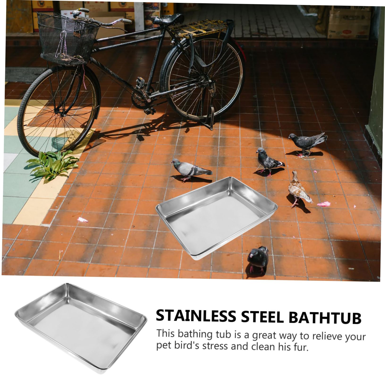 Hemoton Metal Bird Bath Tub for Cage Budgie Bathing Basin Easy Cleaning for Parrots and Pigeons