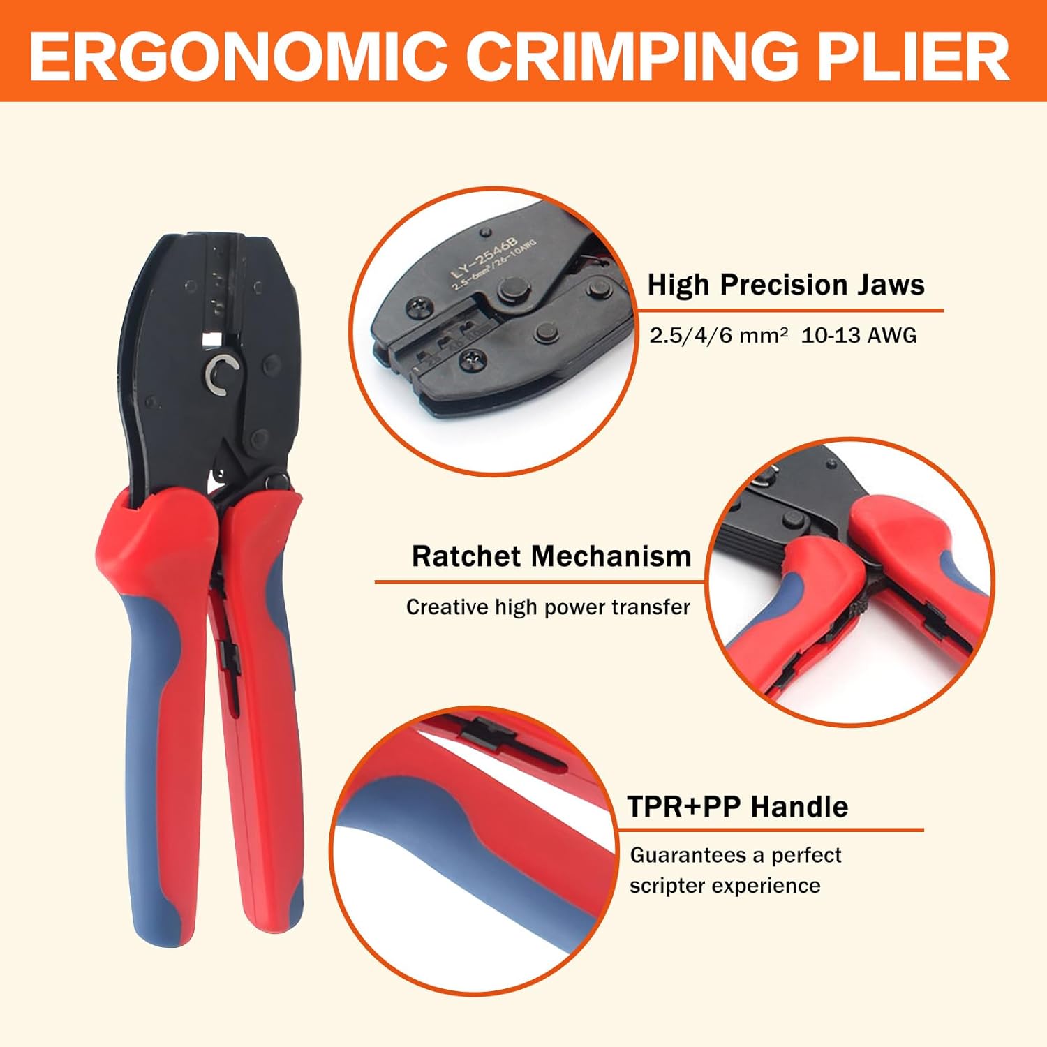 Solar Crimping Tool Kit for Panel Connectors - a Crimper, 10 Pairs of Solar Wire Connectors, 2 Pairs of Spanner Wrench for Solar Cable