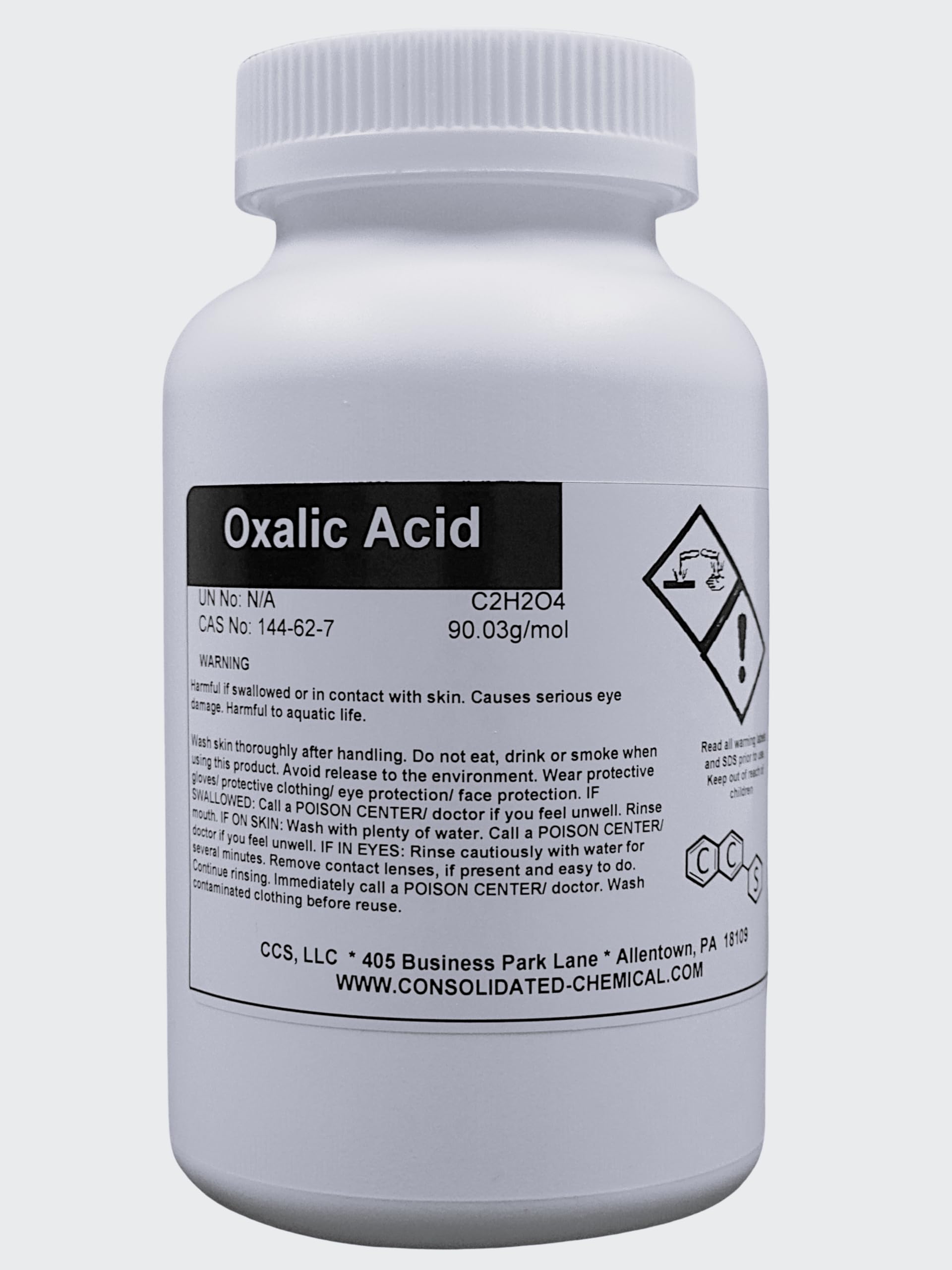 CCS CONSOLIDATED CHEMICAL & SOLVENTS Oxalic Acid 99.9% Pure - Premium Quality Rust & Wood Stain Remover - Industrial Grade - 250g
