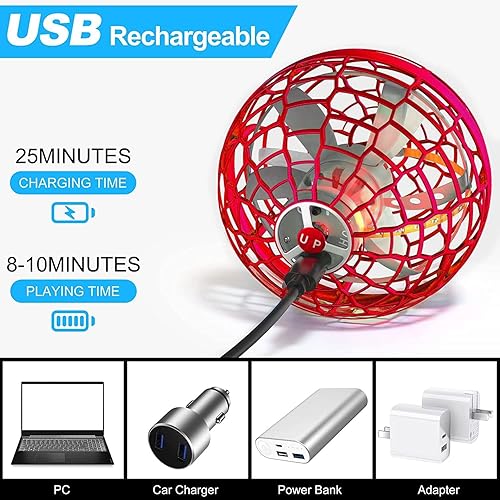 Miniatura 6 de Bola de orbe voladora para niños de 6, 7, 8, 9, 10 y 12 años en adelante, bola giratoria mágica voladora iluminada, para interiores y exteriores,