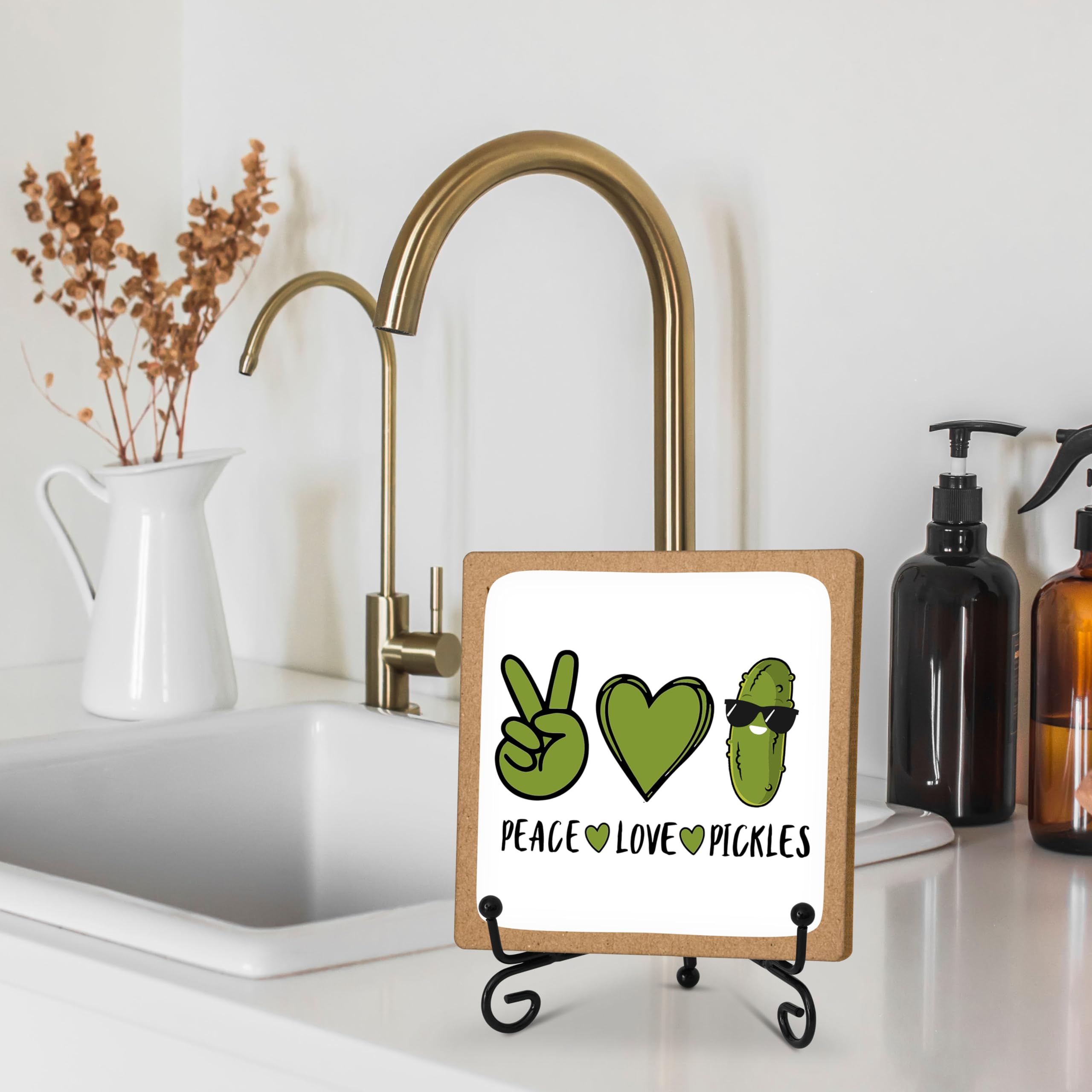 Zabawna dekoracja biurowa, znak "Peace Love Pickles" znak, prezenty marynowane dla miłośników marynat, prezenty urodzinowe, śmieszne prezenty dla mamy, siostry, córki, akcesoria do biura domowego