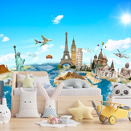 Miniatura 10 de Bormia Papel tapiz para pared, diseño de nubes rosas y arco iris, decoración de fondo para sala de estar y dormitorio (no se pega ni se pega)