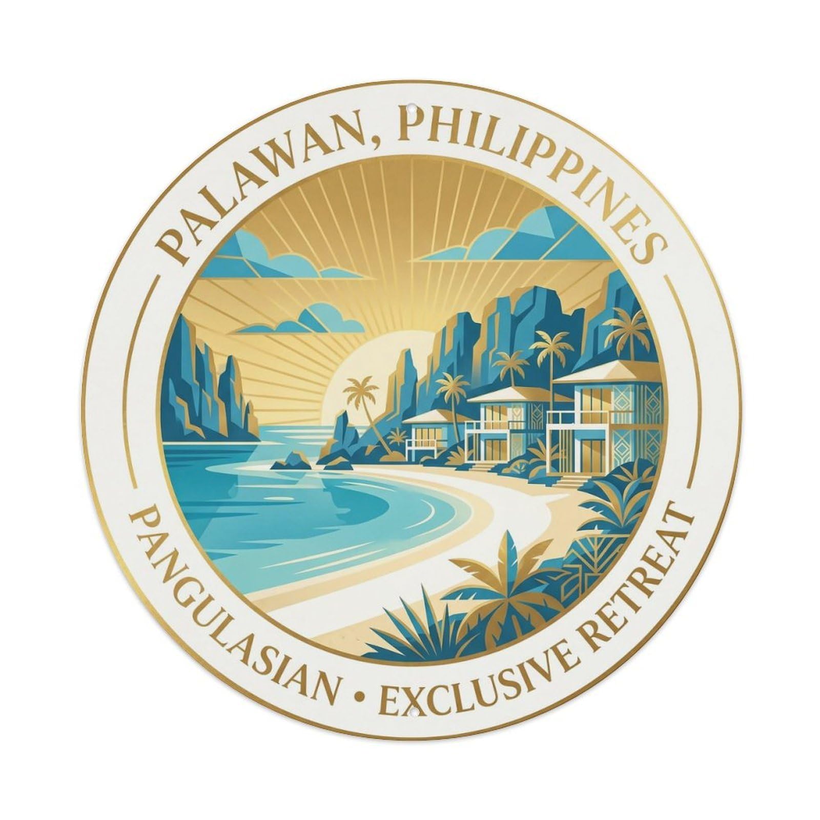 Odgynaw 8X8inch(20X20cm) Palawan Pangulasian Island Beach Destination Tropical Metal Tin Sign