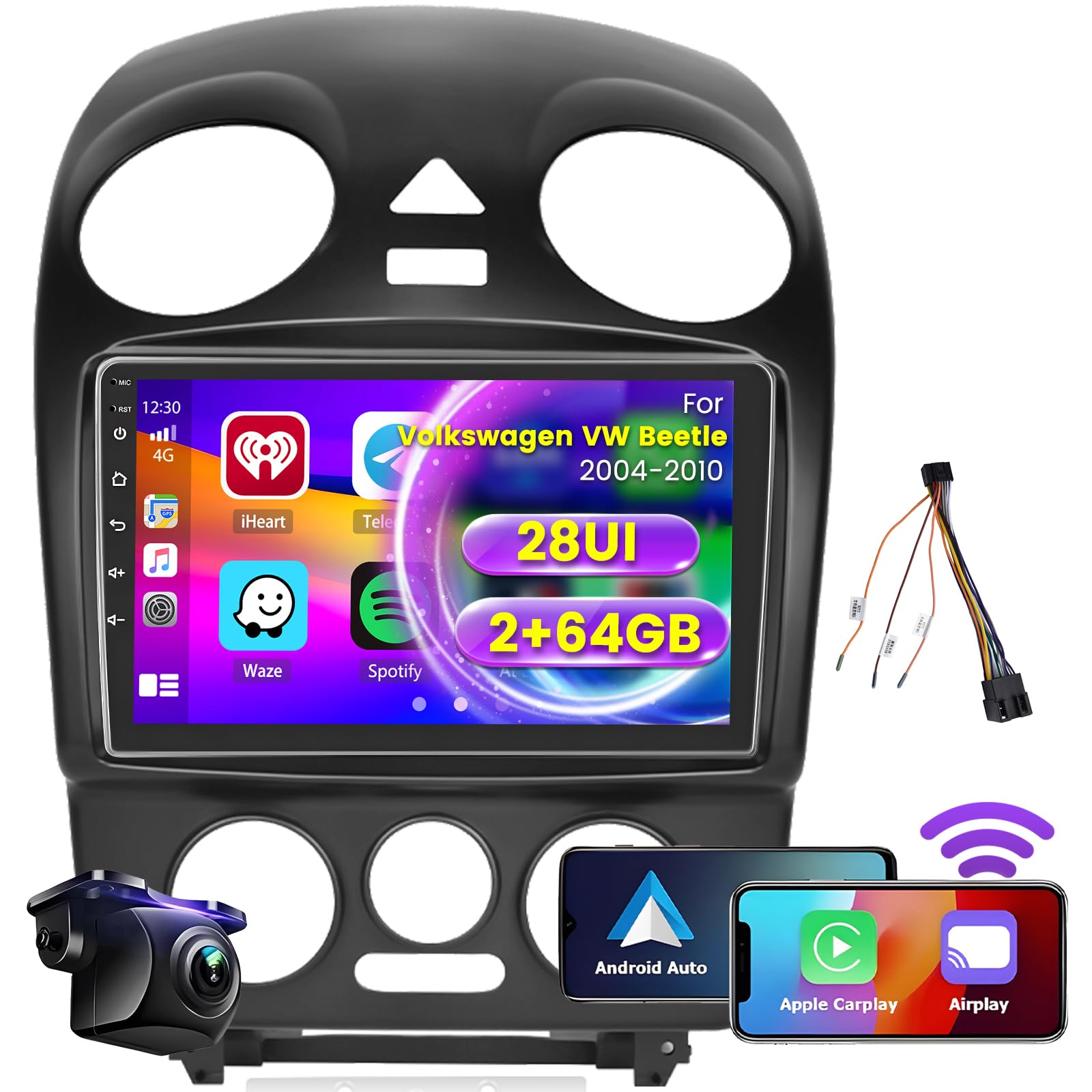 Autoradio Android 15 Pour Volkswagen Beetle (Coccinelle) 2006-2010 - GPS, CarPlay, écran Tactile, Neuf