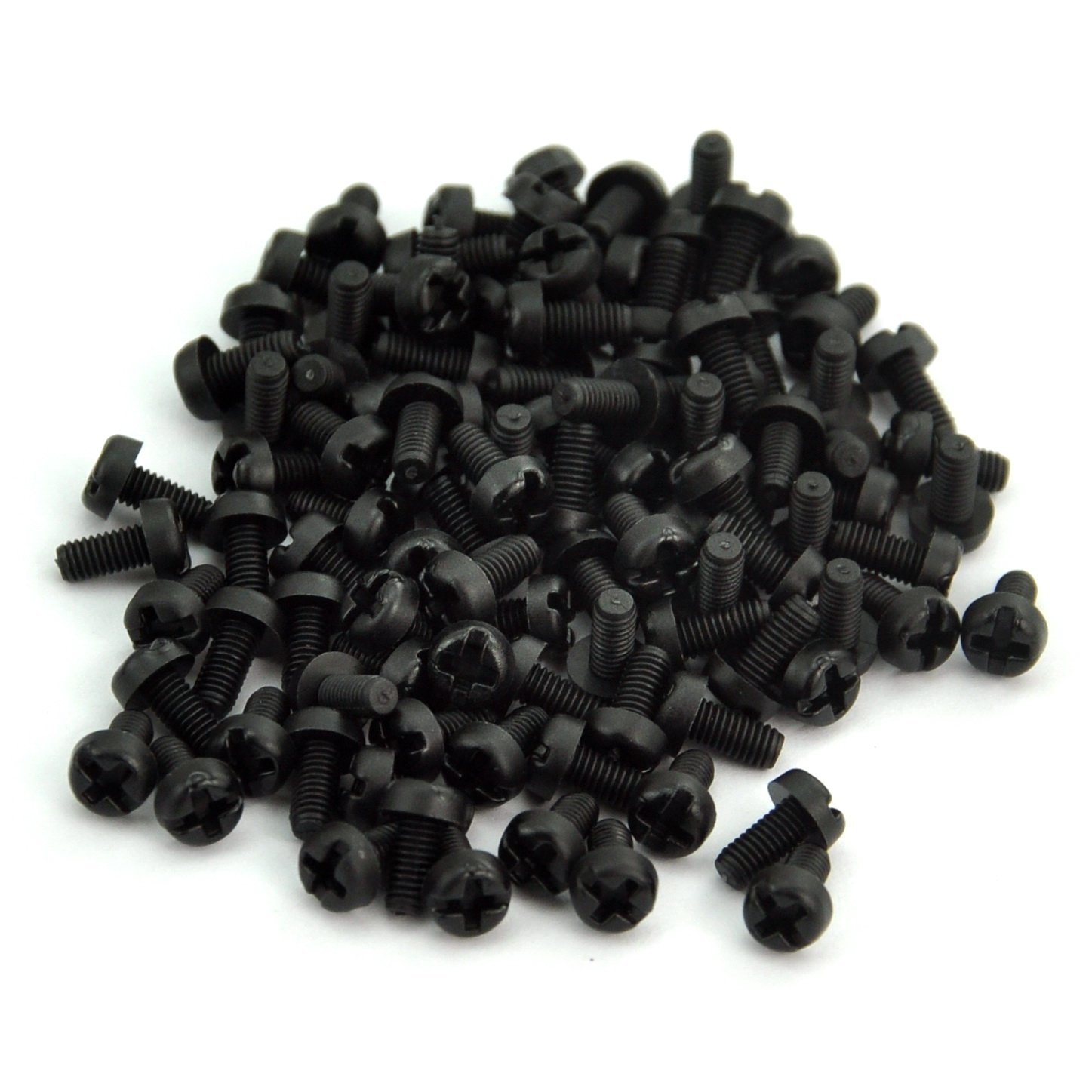 Electronics-Salon 100pcs M3 x 6mm Nylon Machine Screw, Black, Combination Phillips-Slotted Drive, Pan Head, Metric