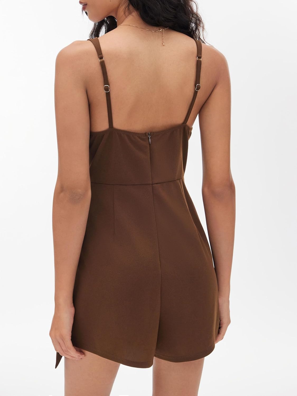 CIDER Wrap Rompers for Women Casual Square Neck Zipper Shorts Jumpsuit With Pockets Trendy Summer Vacation Outfits - Image 3