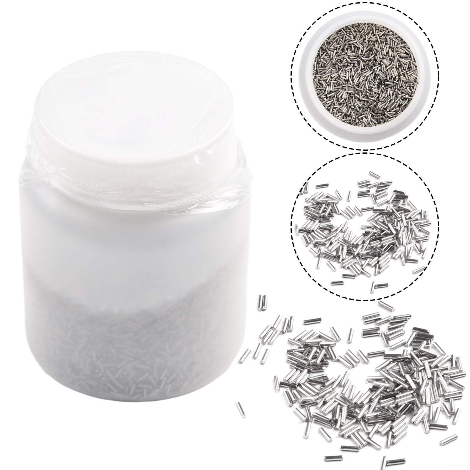 Oniissy Pasadores de acero inoxidable 304 de 1 kg, 0 7 mm de diámetro para vasos magnéticos y tareas de pulido, para equipos de molienda de piezas de metal, vasos de desbarbado de pulido (0,7 x 12 mm)