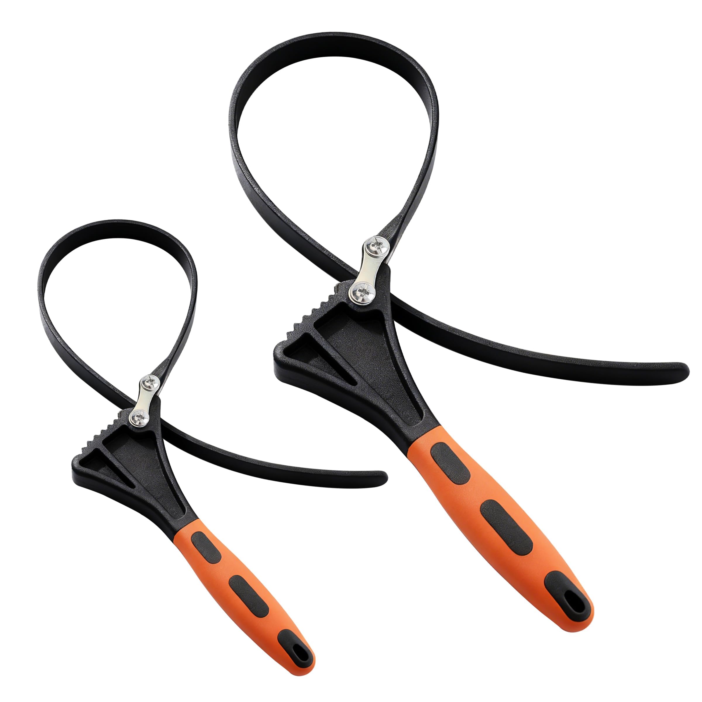 ZHABAYEN 2 Pack Strap Wrench Set (4" & 6"), Adjustable Oil Filter Strap Wrench, Reinforced Rubber Pipe Wrench for Plumbing, Jar Opening